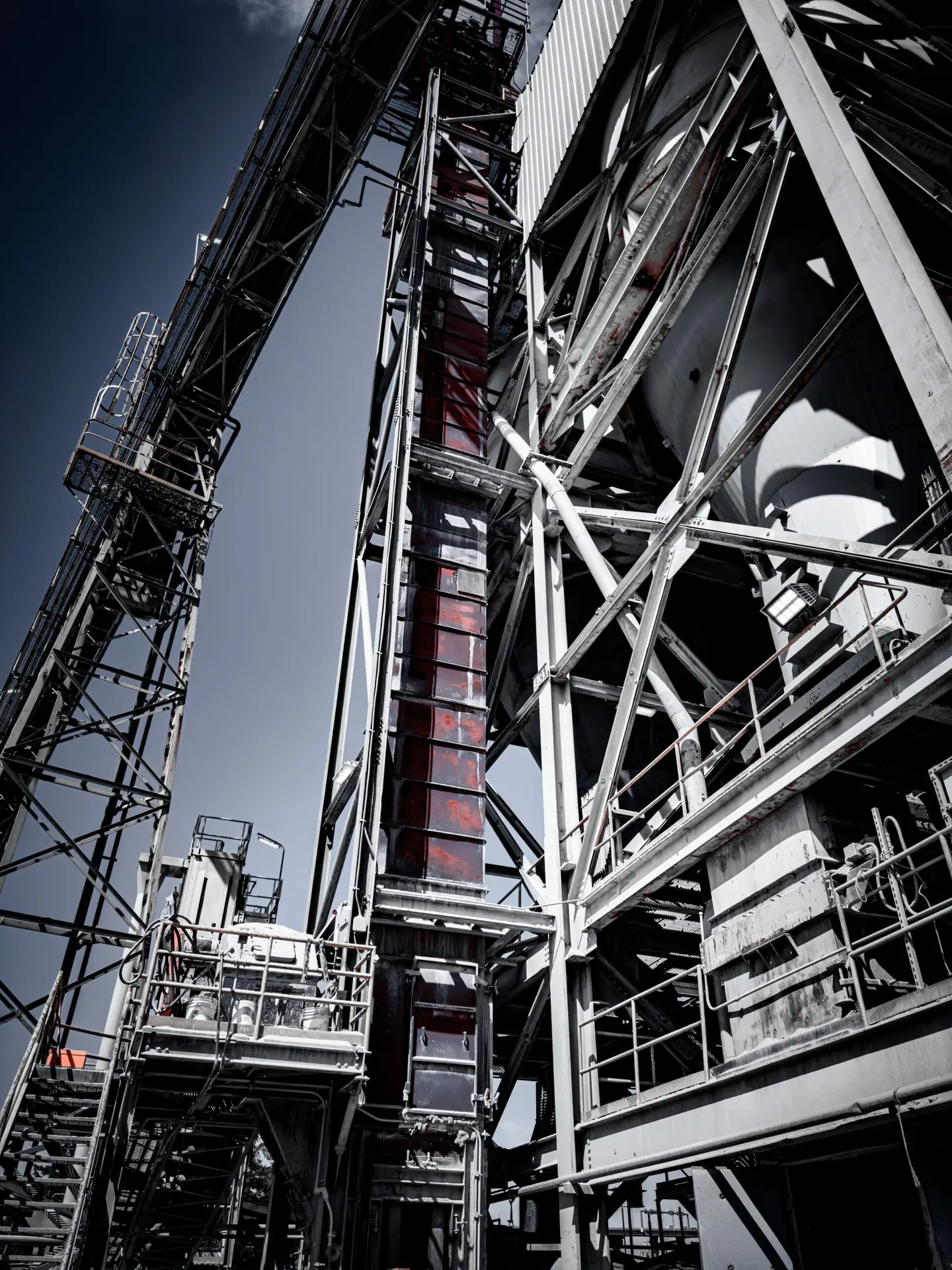 Vertical bucket elevator at a port cement terminal.