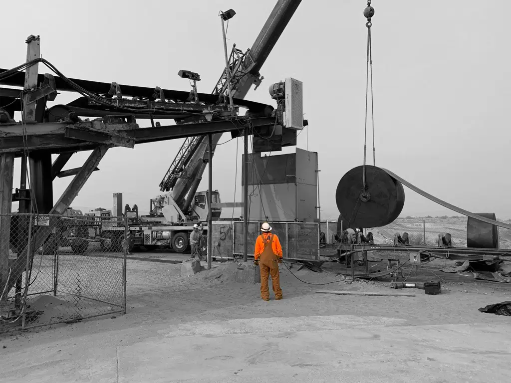 Installation of a conveyor belt system in an industrial setting for efficient material handling.